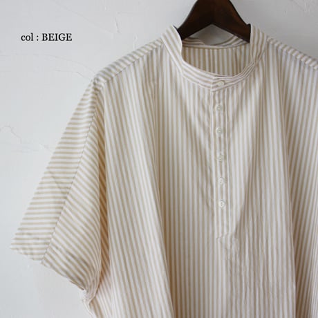**またまたまた再入荷** LinenYa リネンヤ　近江タンブラーヘンリーネックブラウス　#ブラック、ネイビー、ベージュ、レッド