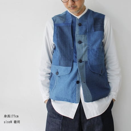 FUNSET OF ART ファンセットオブアート　IDGパッチワークMATAGIベスト　#インディゴ　【送料無料】