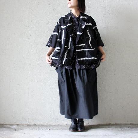 ARTE POVERA アルテポーヴェラ　スーピマローンしぼり染めシャツジャケット　#ブラックMIX