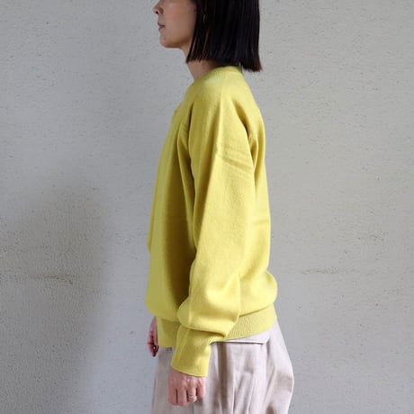 homspun ホームスパン　ラム12Gクルーネックプルオーバー　#イエロー、ネイビー