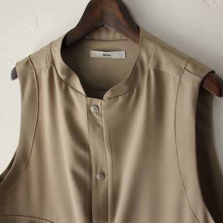 amne アンヌ　GABARDINE useful vest　#ブラック、ベージュ 【送料無料】