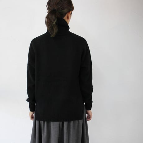 homspun ホームスパン　縮絨起毛ウールタートルプルオーバー　#ピンク、TOPグレー、ブラック