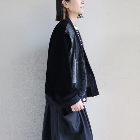 ARTE POVERA アルテポーヴェラ　ウールMIXパッチワークカーディガン　#ブラック