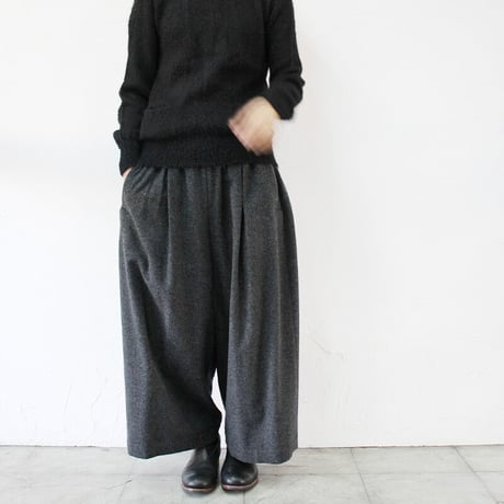 atelier naruse アトリエナルセ furano wool wide pants  #杢ブラック　【送料無料】