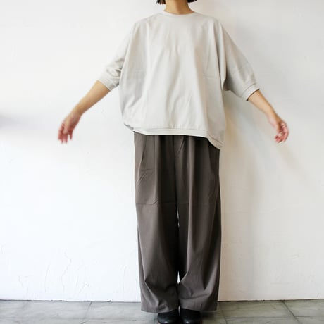 TRAVAIL MANUEL トラバイユマニュアル　レーヨンリネンストレッチ2タックワイドパンツ　#モカ、セージ