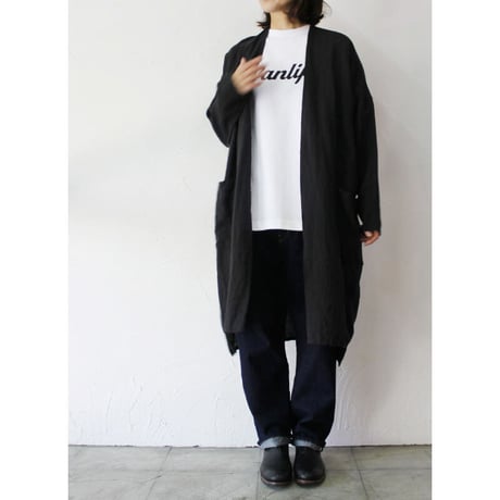 TRAVAIL MANUEL トラバイユマニュアル　フレンチリネンライトローブ　♯チャコールブラウン、ブラック　【送料無料】