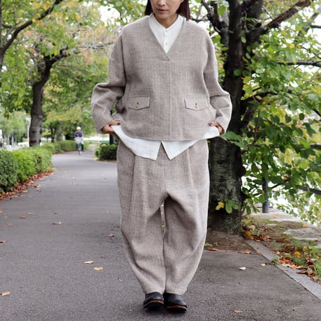 atelier naruse アトリエナルセ　シェットランドウールリネンスモック　shetland wool linen smock　【送料無料】