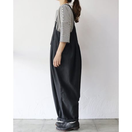 Brocante ブロカント　綿麻バックサテンバロンサロペット Ballon salopette #ベージュ、オリーブ、ブラック