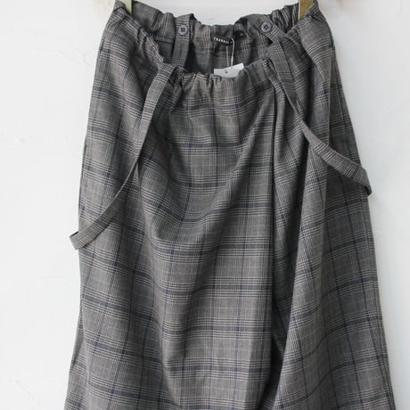 TRAVAIL MANUEL トラバイユマニュアル　ダークチェックサスペンダーラップパンツ　#グレー