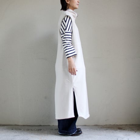 **MORE SALE** KHA:KI カーキ SIDE ZIP FLEECE DRESS フリースジャンパースカート #エクリュ、ブラウン