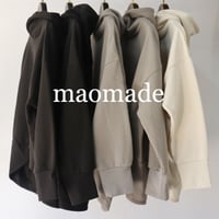maomade マオメイド　スタンダード裏毛起毛ワイドパーカー　#ナチュラル、アッシュベージュ、マットブラック