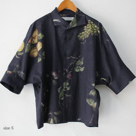 ASEEDONCLOUD　アシードンクラウド　Mitsuyakusou botanical print Resarcher shirt  #ブラック