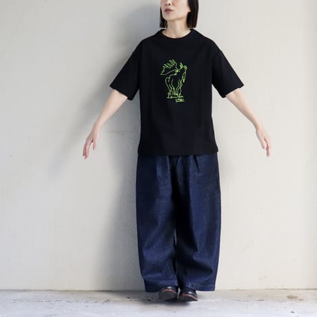**別注色再入荷**amne アンヌ　”ELK” エルク柄半袖Tシャツ　#ブラック（自店別注色）、オリーブ、ホワイト