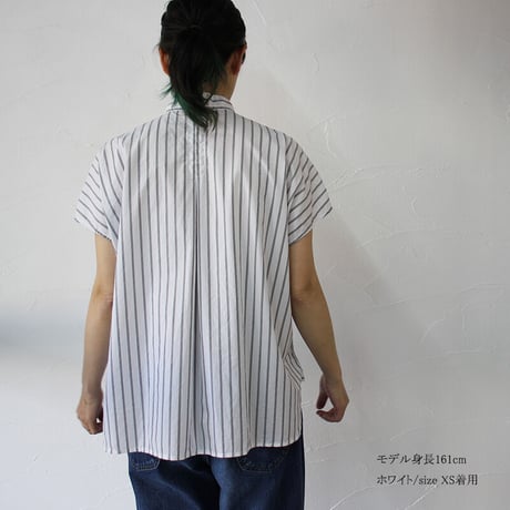 ARTE POVERA アルテポーヴェラ　タイプライターストライプフレンチスタンドシャツ　#白、ベージュ