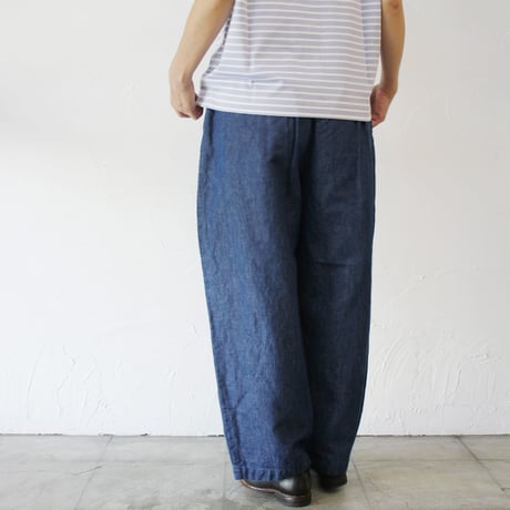 TRAVAIL MANUEL トラバイユマニュアル　綿麻デニムバームパンツ　#ライトインディゴ、インディゴ