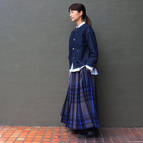 **最終在庫到着** Linenya リネンヤ　ウールチェックプリーツスカート　wool check pleated skirt　【送料無料】