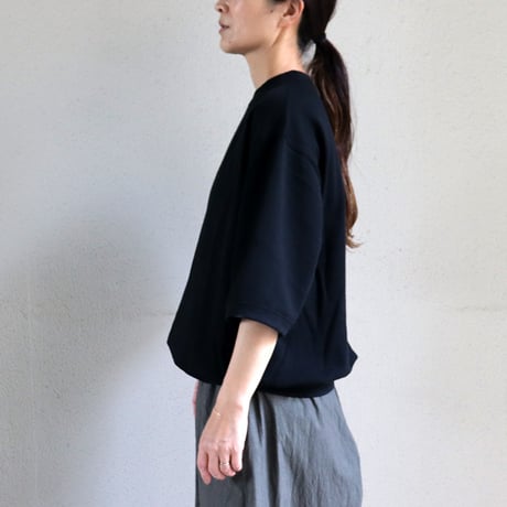 amne アンヌ　MINI TERRY half sleeve crew ミニテリー半袖クルーネック　#ブラック