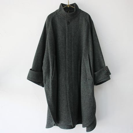 ASEEDONCLOUD アシードンクラウド　Hiraeth wool herringbone  tent gown #Blue green 【送料無料】
