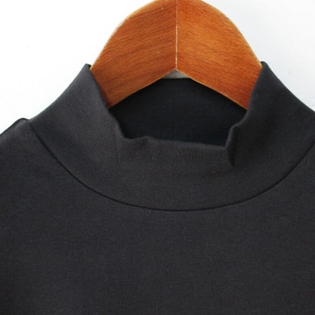 homspun ホームスパン　30/1フライスハイネック長袖プルオーバー　#TOPグレー、TOPチャコール、ブラック
