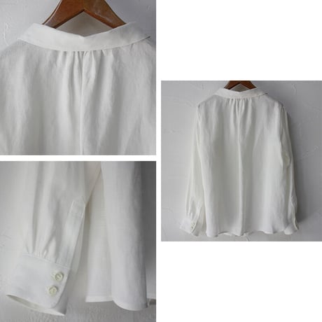 atelier naruse アトリエナルセ linen stand-off collar blouse #off white , salmon pink 【送料無料】