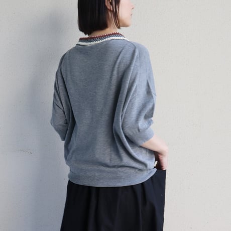 atelier naruse アトリエナルセ　cotton crochet collar knit　コットン クロシェカラー 半袖ニット