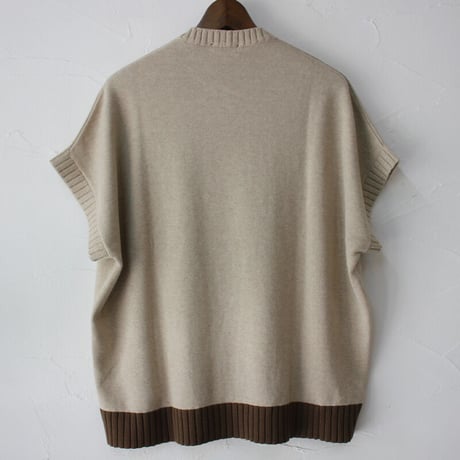 atelier naruse アトリエナルセ　コットンバイカラーフレンチニットベスト　#ベイジュ、グレイ、チャコール　【送料無料】