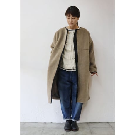maomade マオメイド　ベアーボアロング丈コート　#グレージュ、モカ