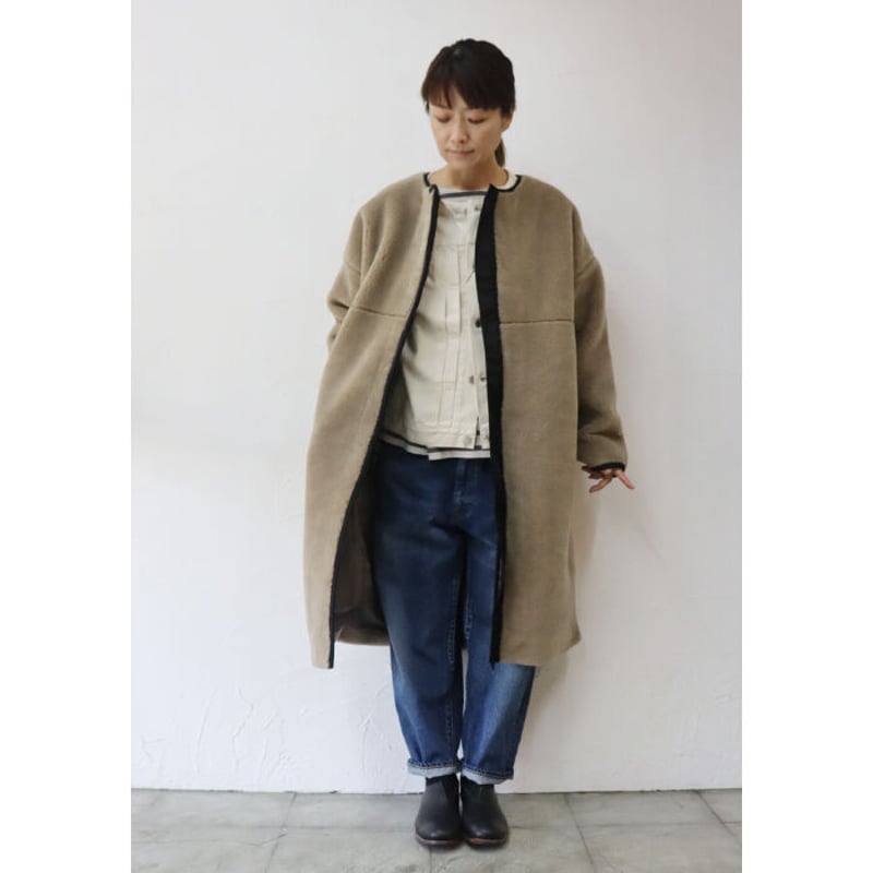 maomade マオメイド ベアーボアロング丈コート #グレージュ、モカ