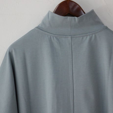 **またまた再入荷** Linenya リネンヤ　コットンシルク天竺5分袖ハイネックプルオーバー　#ブラック、ネイビー、オールドブルー、ベージュ