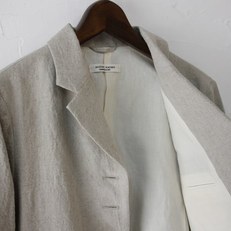 **再入荷** atelier naruse アトリエナルセ　リネンテーラードジャケット　linen tailored jacket　#ベイジュ、チャコール