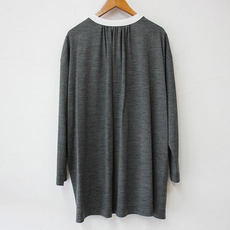 atelier naruse アトリエナルセ　wool＆linen bosom shirt cut and sew ウール＆リネンブザムシャツカットソー #グレイ、ブラック