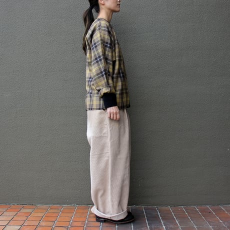 homspun ホームスパン　ウールタータン比翼トップス #ベージュｘサックス、チャコールｘレッド