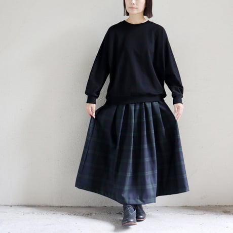 **再入荷** TRAVAIL MANUEL トラバイユマニュアル　ウールトロチェックタックフレアスカート　#ブラックウォッチ