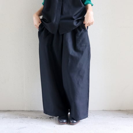 **再入荷**homspun ホームスパン　W/Lワイドギャザーパンツ　#ダークブラウン、ブラック　【送料無料】