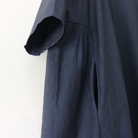Linenya リネンヤ　スリットネックワンピース　#ライトグレー、ネイビー