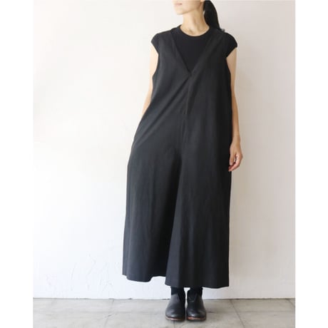 **またまたまた再入荷**Linenya リネンヤ　コットンVネックサロペット　#ネイビー、チャコール、ブラック