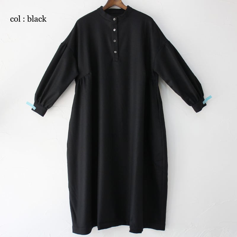 再々入荷** LinenYa リネンヤ ウール長袖スタンドカラーワンピース 再々入荷** LinenYa リネンヤ ウール長袖スタンドカラーワンピース