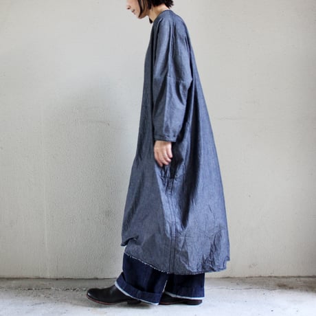 **再入荷** homspun ホームスパン　ライトオンスシャンブレープルオーバーワンピース　#ブルー、ネイビー、ブラック