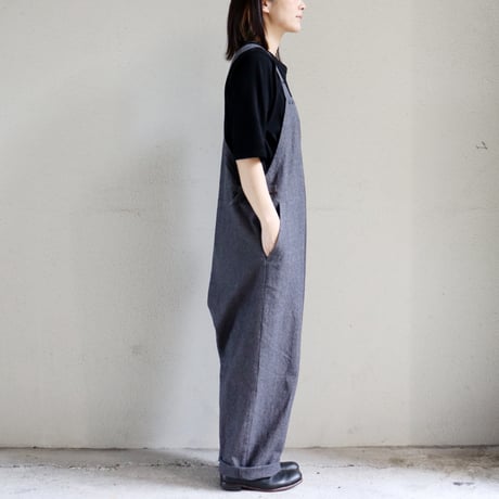 **杢グレイのみ再入荷** atelier naruse アトリエナルセ　コットンリネンスラブオーバーオール　cotton linen slab overalls-pants