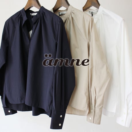 amne アンヌ　PIMA skipper Blouse　スーピマコットンスキッパーブラウス　#ホワイト、ベージュ、ネイビー