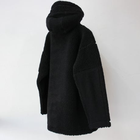 maomade マオメイド　シープボアｘ圧縮ウールフードジャケット　#オフ白ｘカーキ、ブラックｘブラック