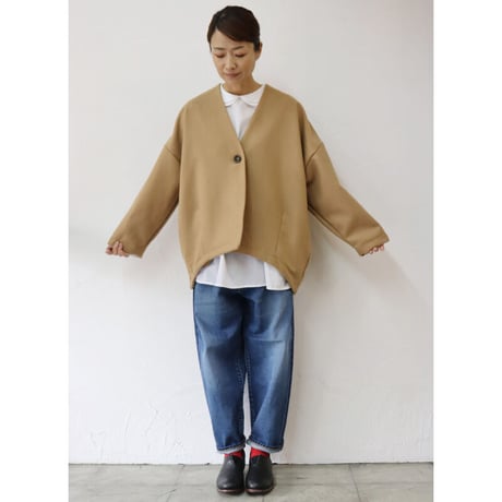 **メーカー在庫最終分再入荷** maomade マオメイド　ウールカシミアストレッチコクーンジャケット　#キャメル、ブラック