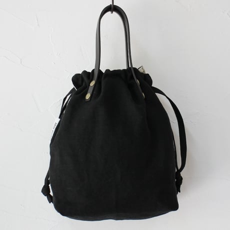 ARTE POVERA アルテポーヴェラ　SuKiMaリメイク インドハンドプリント巾着BAG（M)　#ブラウン、ブラック