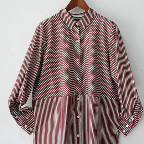 amne アンヌ　STRIPE bias dress　#Bordeaux、Black 【送料無料】