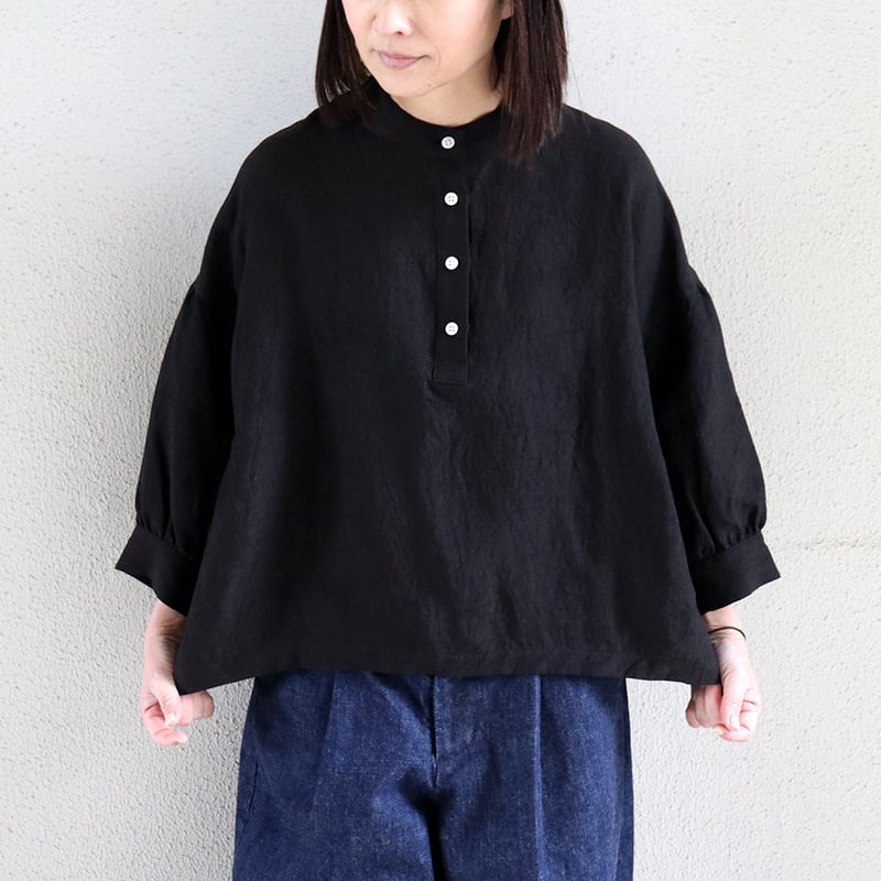またまたまた再入荷** LinenYa リネンヤ リネンスタンドカラーブラウス