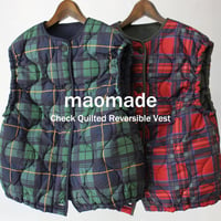 maomade マオメイド　キルトリバーシブルベスト　#グリーンチェック、レッドチェック　【送料無料】