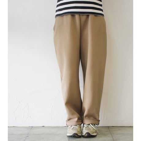 ARTE POVERA アルテポーヴェラ　刺し子風コットン天竺ワイドパンツ　#スミクロ、ベージュ