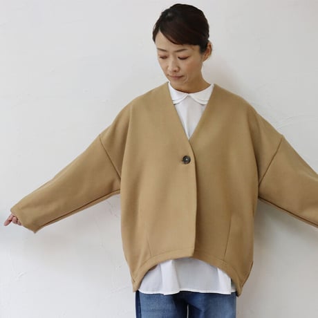 **メーカー在庫最終分再入荷** maomade マオメイド　ウールカシミアストレッチコクーンジャケット　#キャメル、ブラック