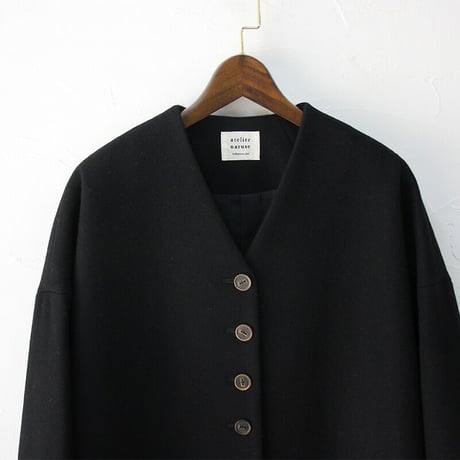 **再入荷** atelier naruse アトリエナルセ　melton wool cocoon coat　メルトンウールコクーンコート　#ブラック　【送料無料】