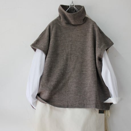 **TOPネイビーのみ再入荷** LinenYa リネンヤ　ハイネックニットベスト　#TOPネイビー、ネイビー、ブラウン　【送料無料】